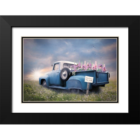 Blue Ford with Foxglove Flowers Black Modern Wood Framed Art Print with Double Matting by Deiter, Lori