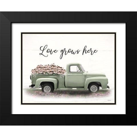 Sage Blush Truck Black Modern Wood Framed Art Print with Double Matting by Deiter, Lori