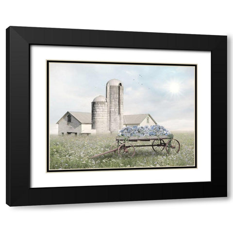 Blue Flower Wagon   Black Modern Wood Framed Art Print with Double Matting by Deiter, Lori