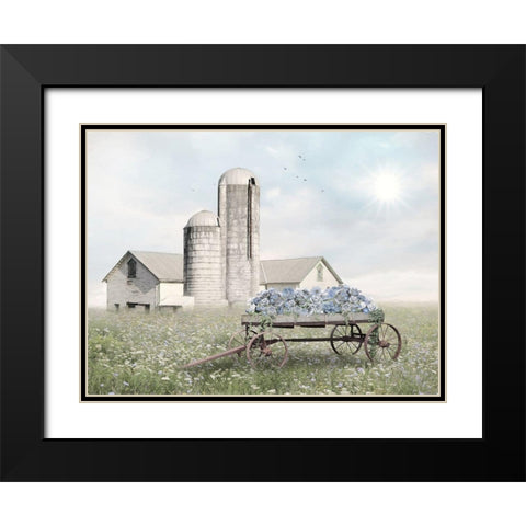 Blue Flower Wagon   Black Modern Wood Framed Art Print with Double Matting by Deiter, Lori