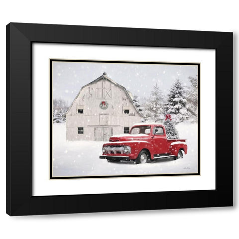 Red Christmas Black Modern Wood Framed Art Print with Double Matting by Deiter, Lori