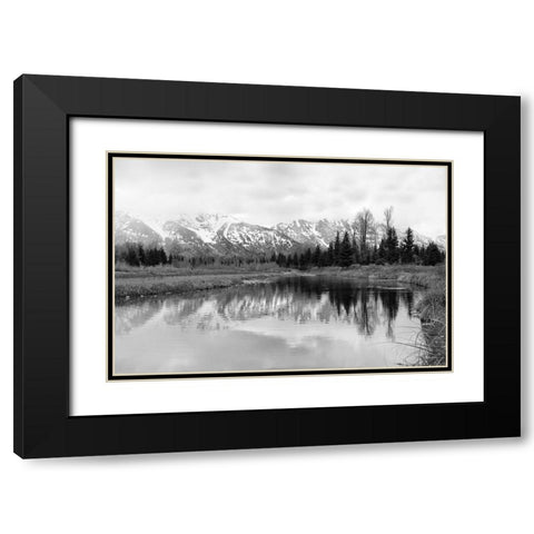 Tetons at Schwabachers Landing   Black Modern Wood Framed Art Print with Double Matting by Deiter, Lori