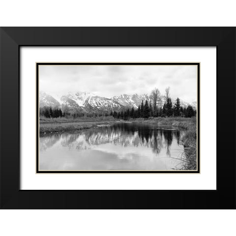 Tetons at Schwabachers Landing   Black Modern Wood Framed Art Print with Double Matting by Deiter, Lori