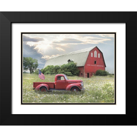 God Bless America    Black Modern Wood Framed Art Print with Double Matting by Deiter, Lori