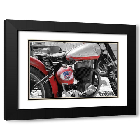 Route 66 Motorcycle Black Modern Wood Framed Art Print with Double Matting by Deiter, Lori