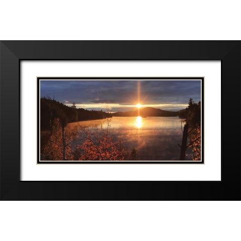 Saranac Lake Sunset Black Modern Wood Framed Art Print with Double Matting by Deiter, Lori