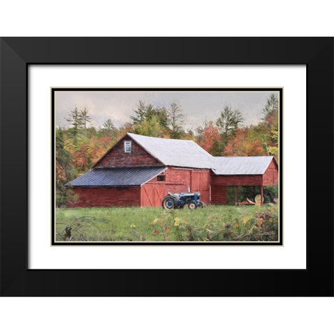 Red Adirondack Barn Black Modern Wood Framed Art Print with Double Matting by Deiter, Lori