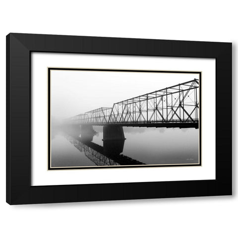 Foggy Morning Bridge Black Modern Wood Framed Art Print with Double Matting by Deiter, Lori