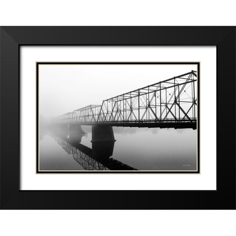 Foggy Morning Bridge Black Modern Wood Framed Art Print with Double Matting by Deiter, Lori