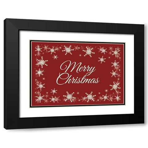 Merry Christmas Snowflakes Black Modern Wood Framed Art Print with Double Matting by Deiter, Lori