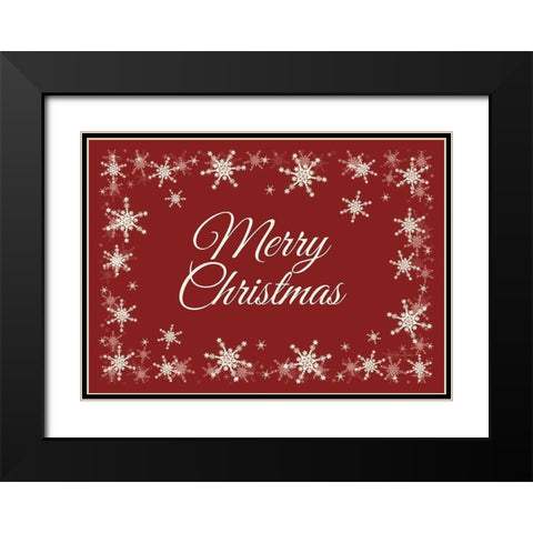 Merry Christmas Snowflakes Black Modern Wood Framed Art Print with Double Matting by Deiter, Lori