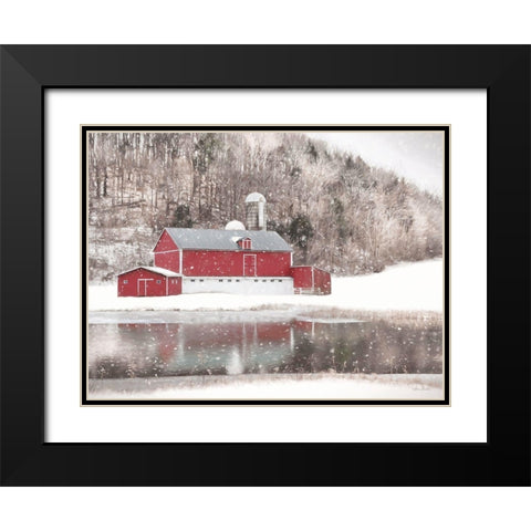 Belleville Snowy Barn Black Modern Wood Framed Art Print with Double Matting by Deiter, Lori