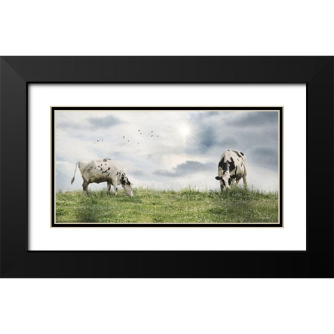 Grazing Dairy Cattle Black Modern Wood Framed Art Print with Double Matting by Deiter, Lori