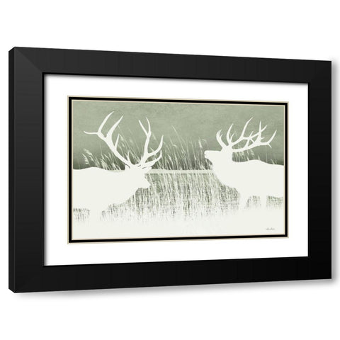 Elk Silhouettes Black Modern Wood Framed Art Print with Double Matting by Deiter, Lori