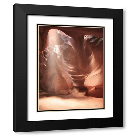 Antelope Canyon Sunbeams II Black Modern Wood Framed Art Print with Double Matting by Deiter, Lori