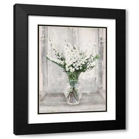 Bridal Veil Flowers Black Modern Wood Framed Art Print with Double Matting by Deiter, Lori