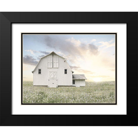 White Summer Barn Black Modern Wood Framed Art Print with Double Matting by Deiter, Lori
