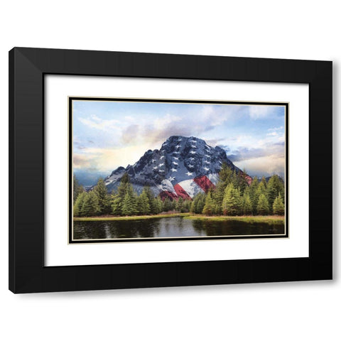Patriotic Tetons   Black Modern Wood Framed Art Print with Double Matting by Deiter, Lori
