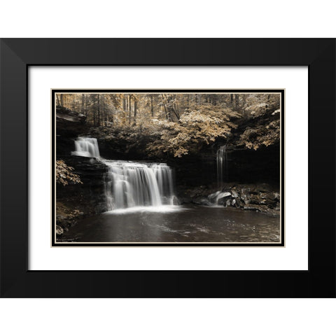 Golden Waterfall I Black Modern Wood Framed Art Print with Double Matting by Deiter, Lori