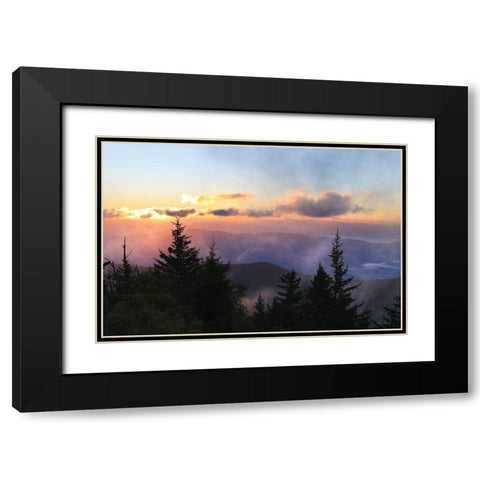 Foggy Mountain Sunrise Black Modern Wood Framed Art Print with Double Matting by Deiter, Lori
