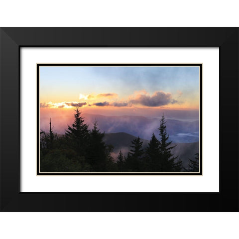 Foggy Mountain Sunrise Black Modern Wood Framed Art Print with Double Matting by Deiter, Lori