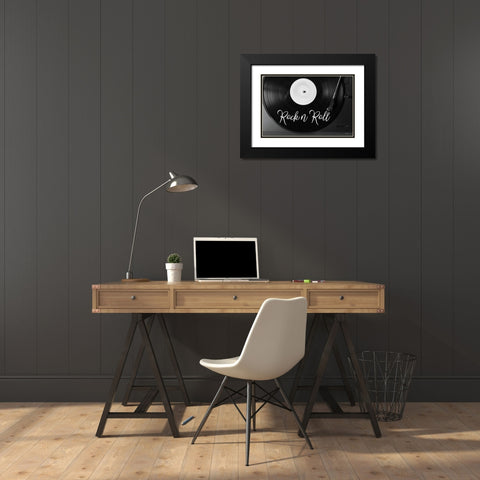 Rock n Roll Turntable Black Modern Wood Framed Art Print with Double Matting by Deiter, Lori