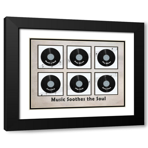 Music Soothes the Soul Black Modern Wood Framed Art Print with Double Matting by Deiter, Lori