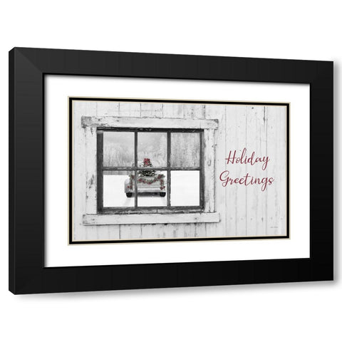 Holiday Greetings Window Black Modern Wood Framed Art Print with Double Matting by Deiter, Lori
