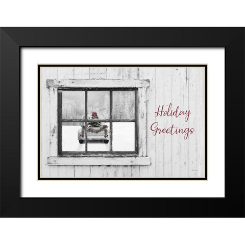 Holiday Greetings Window Black Modern Wood Framed Art Print with Double Matting by Deiter, Lori