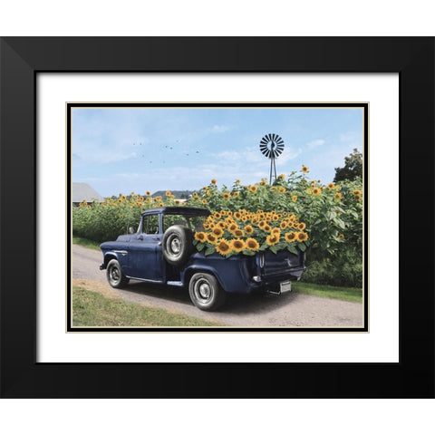 Sunny Days and Sunflowers Black Modern Wood Framed Art Print with Double Matting by Deiter, Lori