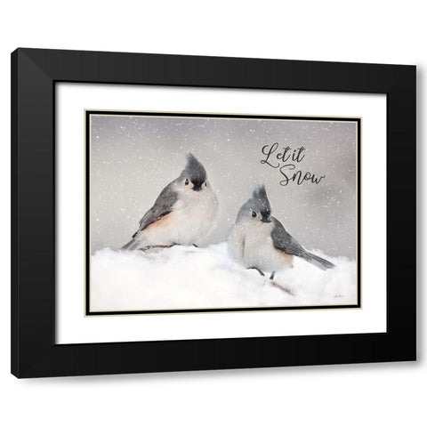 Let It Snow Titmouse Pair Black Modern Wood Framed Art Print with Double Matting by Deiter, Lori