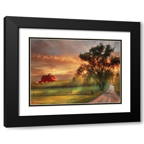 Country Lane Sunset    Black Modern Wood Framed Art Print with Double Matting by Deiter, Lori