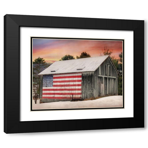 Flag Barn Black Modern Wood Framed Art Print with Double Matting by Deiter, Lori