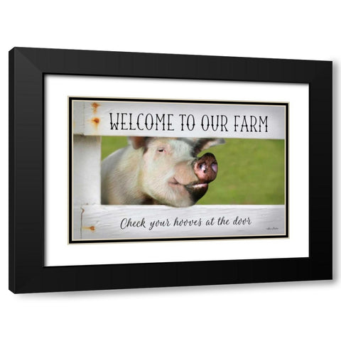 Welcome Pig Black Modern Wood Framed Art Print with Double Matting by Deiter, Lori