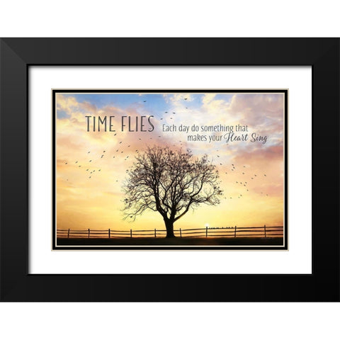 Time Flies Black Modern Wood Framed Art Print with Double Matting by Deiter, Lori