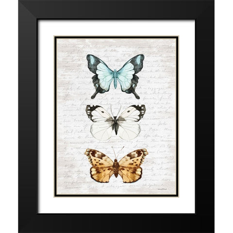 Butterfly Trio Black Modern Wood Framed Art Print with Double Matting by Lettered and Lined