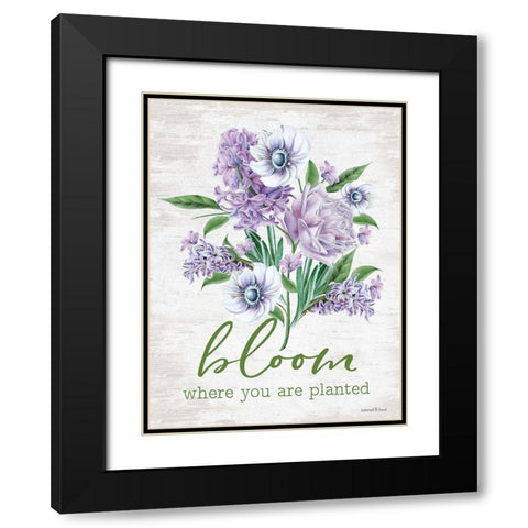 Bloom Where You Are Planted Black Modern Wood Framed Art Print with Double Matting by Lettered and Lined