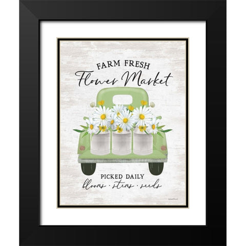 Flower Market - Daisies Black Modern Wood Framed Art Print with Double Matting by Lettered and Lined
