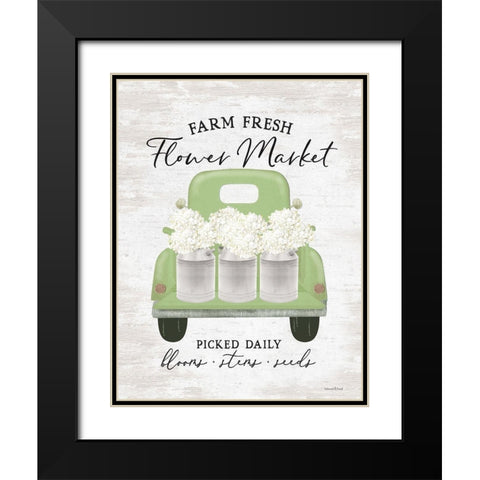 Flower Market - Hydrangeas Black Modern Wood Framed Art Print with Double Matting by Lettered and Lined