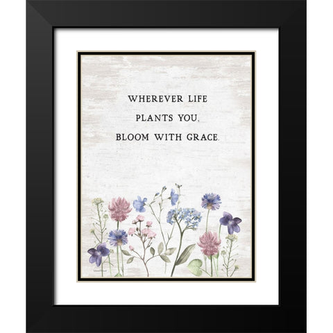 Bloom with Grace Black Modern Wood Framed Art Print with Double Matting by Lettered and Lined