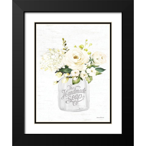 Bathroom Flower Jar Black Modern Wood Framed Art Print with Double Matting by Lettered and Lined
