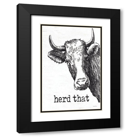Herd That Black Modern Wood Framed Art Print with Double Matting by Lettered and Lined