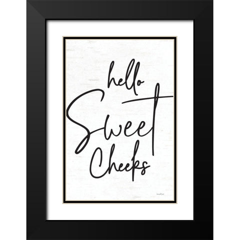 Hello Sweet Cheeks Black Modern Wood Framed Art Print with Double Matting by Lettered and Lined