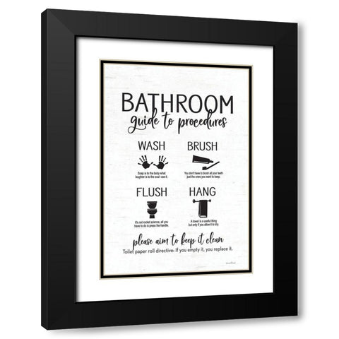 Bathroom Guide Black Modern Wood Framed Art Print with Double Matting by Lettered and Lined