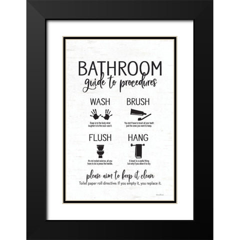 Bathroom Guide Black Modern Wood Framed Art Print with Double Matting by Lettered and Lined