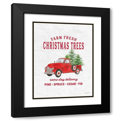 Christmas Trees Delivery Truck Black Modern Wood Framed Art Print with Double Matting by Lettered and Lined