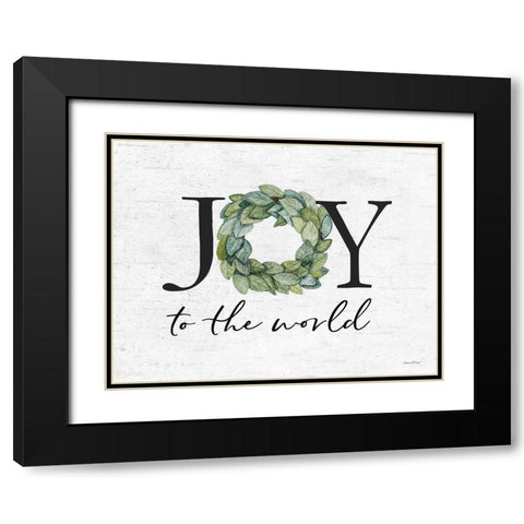 Joy to the World Black Modern Wood Framed Art Print with Double Matting by Lettered and Lined