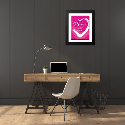 Mom - The Heart of the Family Black Modern Wood Framed Art Print with Double Matting by Lettered and Lined