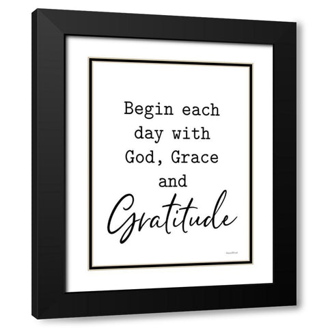 God, Grace and Gratitude Black Modern Wood Framed Art Print with Double Matting by lettered And lined