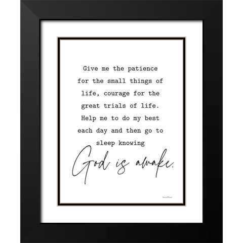 God is Awake Black Modern Wood Framed Art Print with Double Matting by lettered And lined